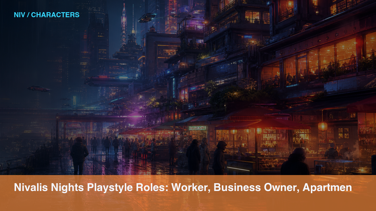 Nivalis Nights Playstyle Roles: Worker, Business Owner, Apartment Builder, City Explorer Nivalis public media thumbnail